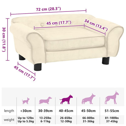 Hundesofa Creme 72x45x30 cm Plüsch
