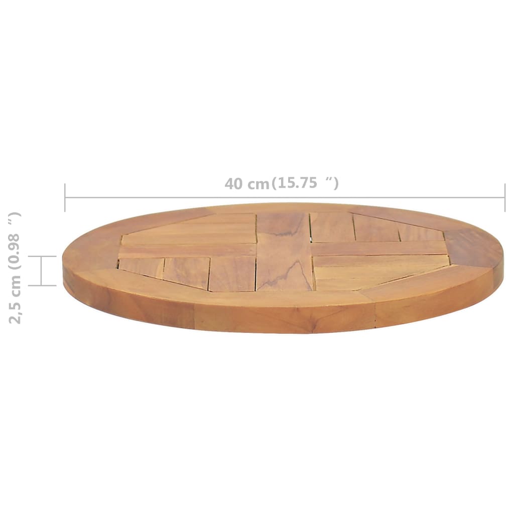 Tischplatte Massivholz Teak Rund 2,5 cm 40 cm