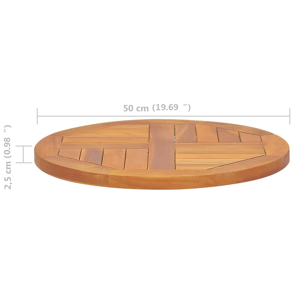 Tischplatte Massivholz Teak Rund 2,5 cm 50 cm