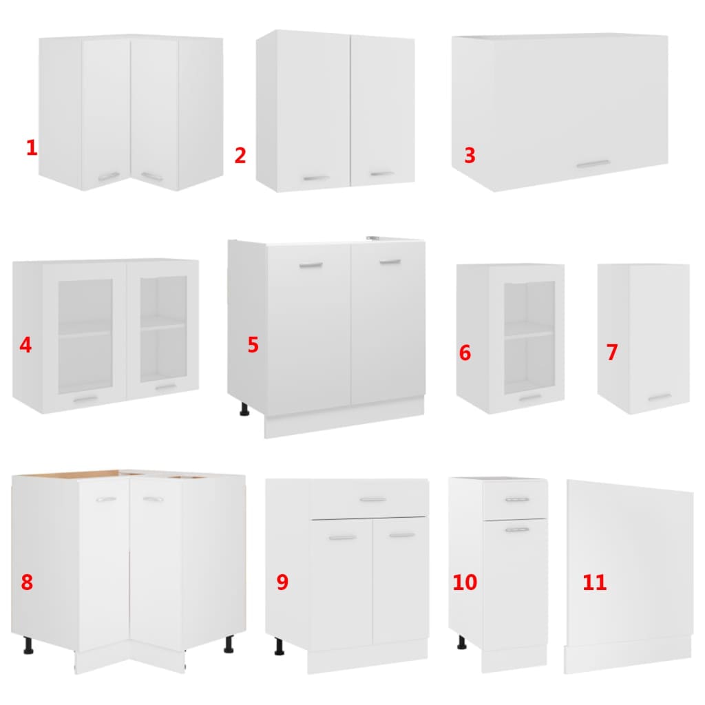 11-tlg. Küchenzeile Lyon Weiß Holzwerkstoff