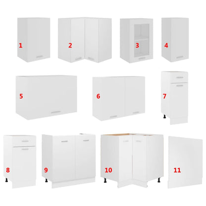 11-tlg. Küchenzeile Lyon Weiß Holzwerkstoff