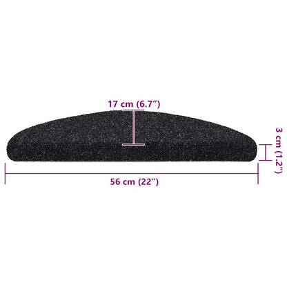 Stufenmatten Selbstklebend 10 Stk. 56x17x3 cm Schwarz Halbrund