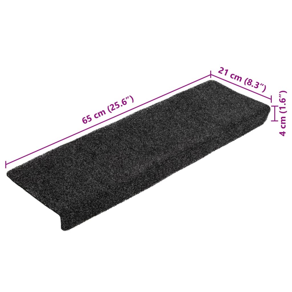 Stufenmatten Selbstklebend 10 Stk. 65x21x4 cm Grau Rechteckiger Rand