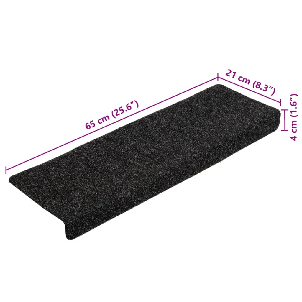 Stufenmatten Selbstklebend 5 Stk. 65x21x4 cm Schwarz Rechteckiger Rand