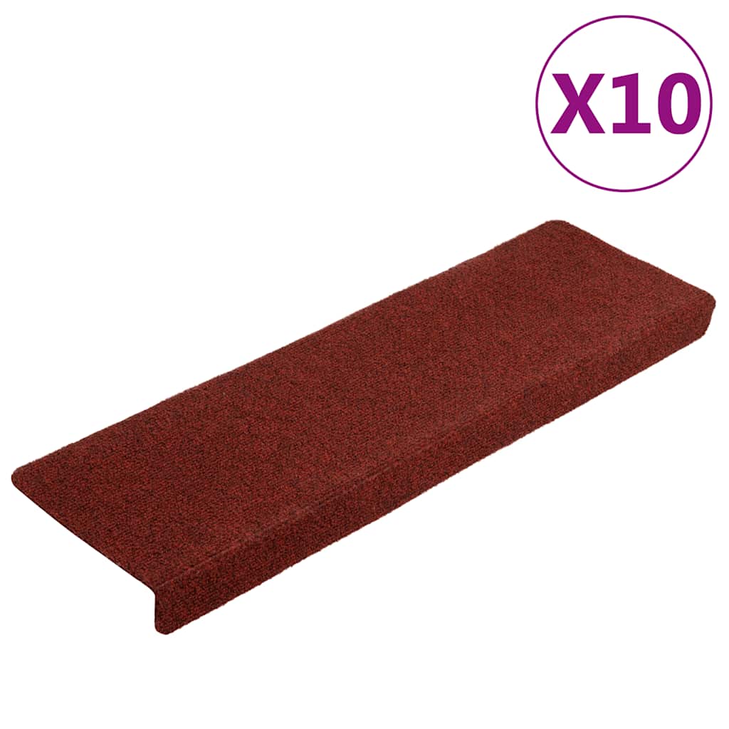 Stufenmatten Selbstklebend 10 Stk. 65x21x4 cm Bordeauxrot Rechteckiger Rand