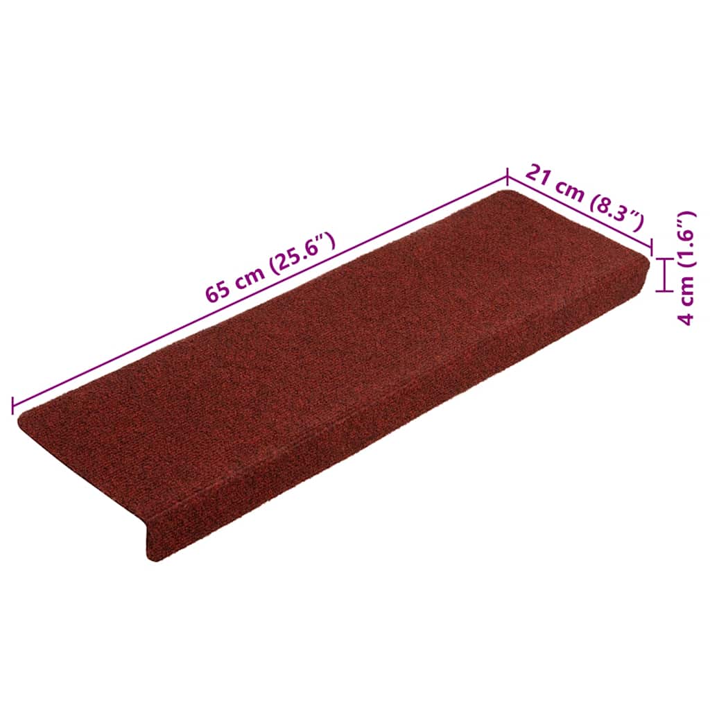 Stufenmatten Selbstklebend 10 Stk. 65x21x4 cm Bordeauxrot Rechteckiger Rand
