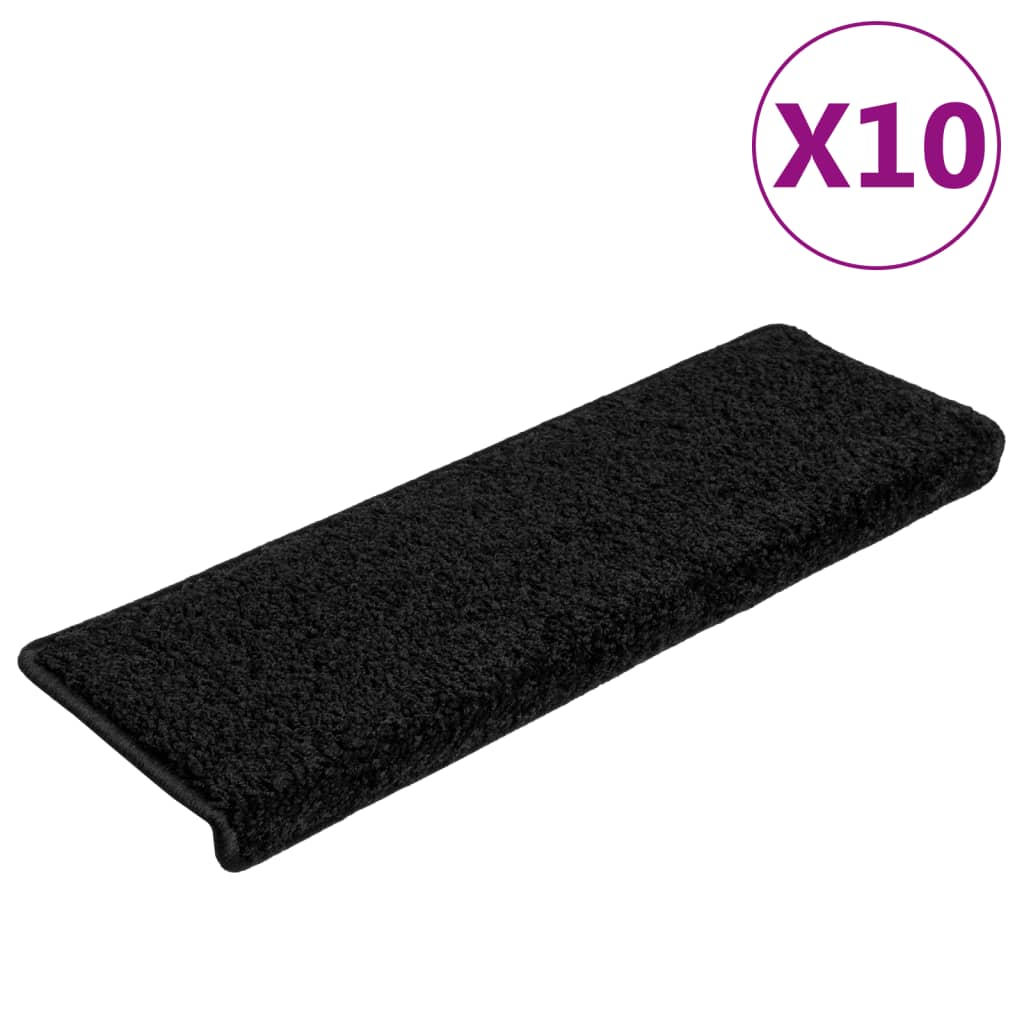 Stufenmatten 10 Stk. 65x21x4 cm Schwarz Rechteckiger Rand