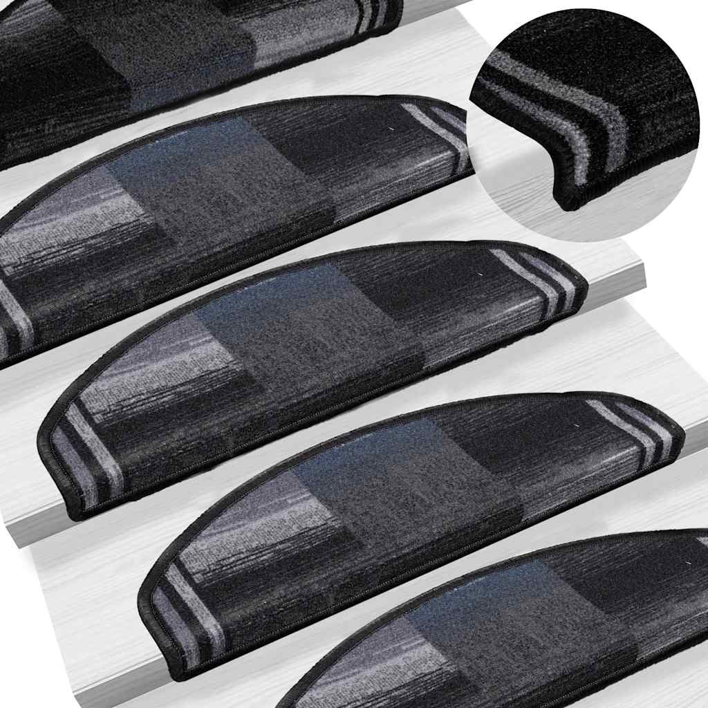Stufenmatten Selbstklebend 10 Stk 65x21x4 cm Schwarz Grau