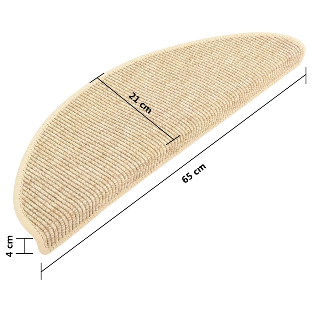 Stufenmatten 15 Stk. 65x21x4 cm Hellbeige Halbrund Groß