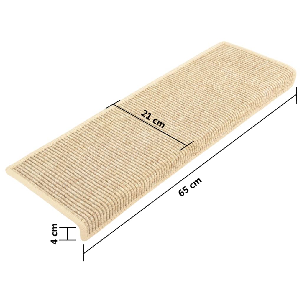 Stufenmatten 15 Stk. 65x21x4 cm Hellbeige Rechteckiger Rand