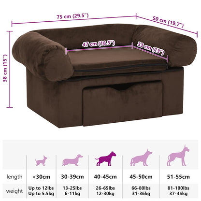 Hundesofa mit Schublade Braun 75x50x38 cm Plüsch