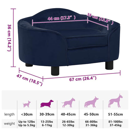 Hundesofa Blau 67x47x36 cm Plüsch