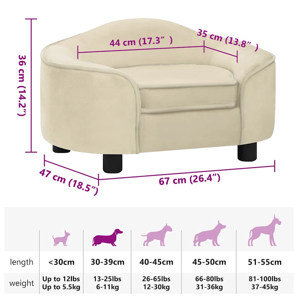 Hundesofa Creme 67x47x36 cm Plüsch