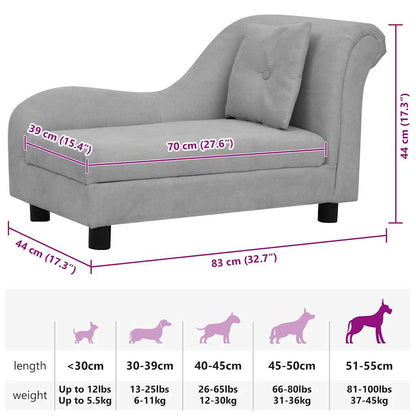 Hundesofa mit Kissen Grau 83x44x44 cm Plüsch