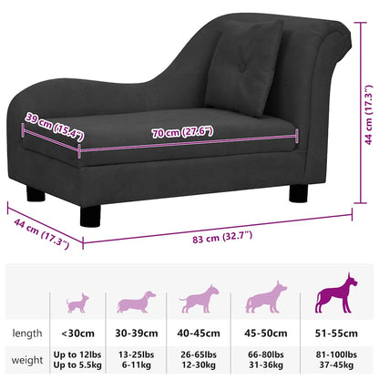 Hundesofa mit Kissen Schwarz 83x44x44 cm Plüsch