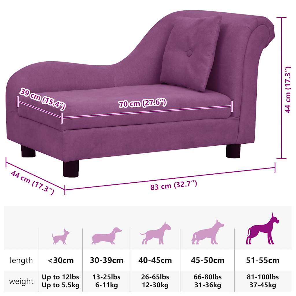 Hundesofa mit Kissen Burgunderrot 83x44x44 cm Plüsch