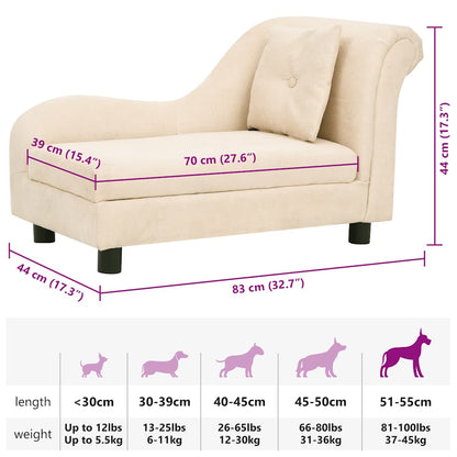 Hundesofa mit Kissen Creme 83x44x44 cm Plüsch