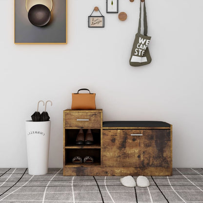 Schuhbank Räuchereiche 94,5x31x57 cm Holzwerkstoff