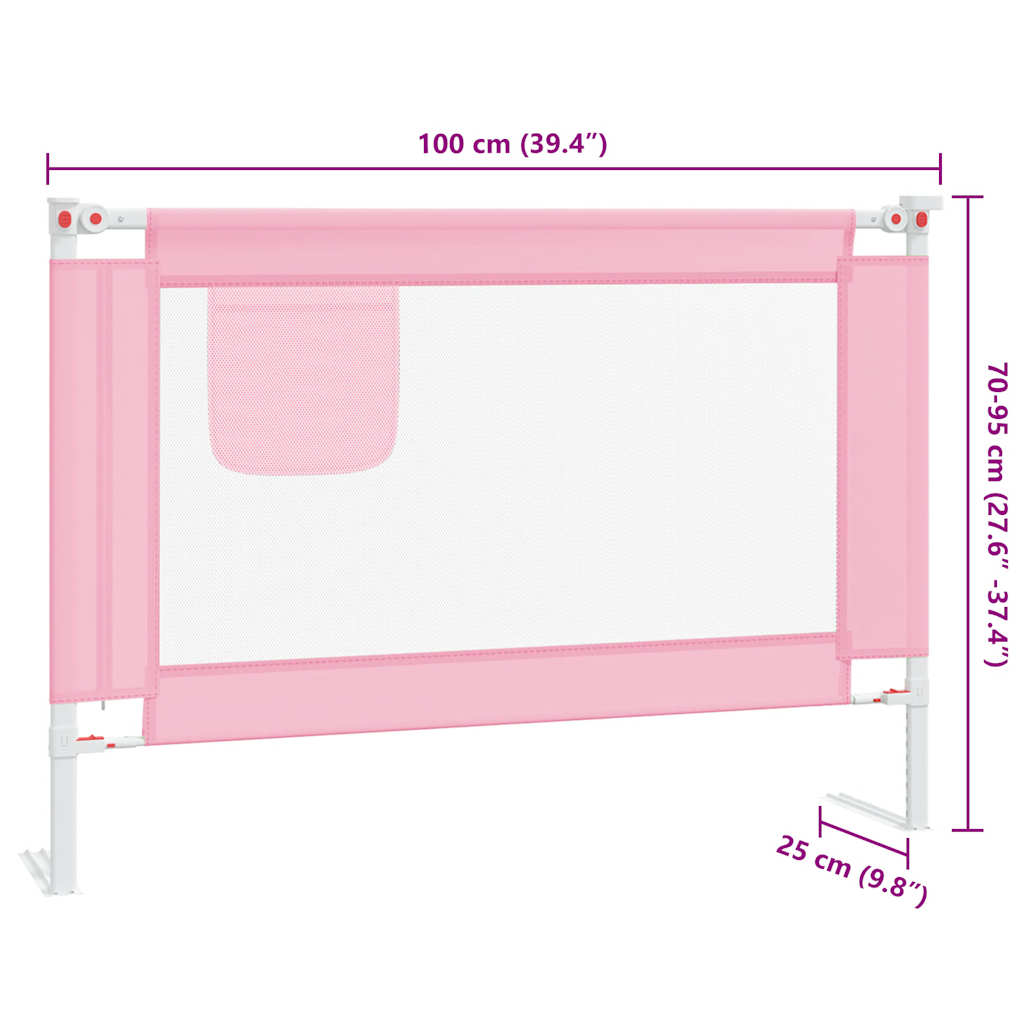 Kleinkind-Bettschutzgitter Rosa 100x25 cm Stoff