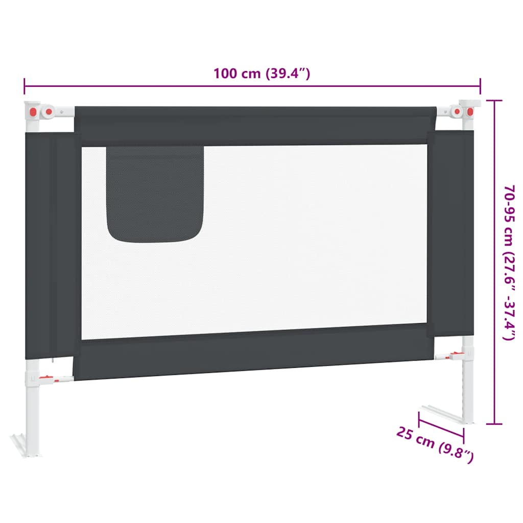 Kleinkind-Bettschutzgitter Dunkelgrau 100x25 cm Stoff