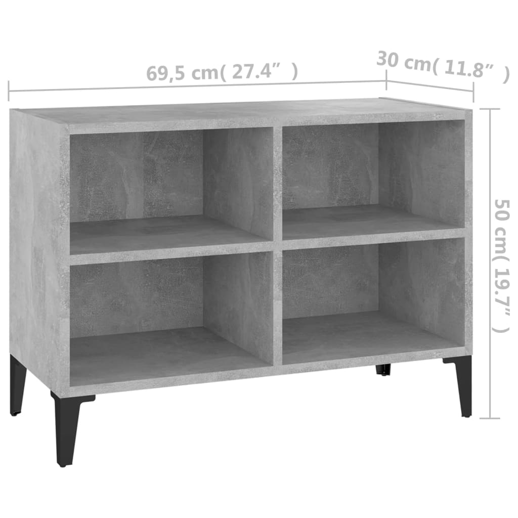 TV-Schrank mit Metallbeinen Betongrau 69,5x30x50 cm
