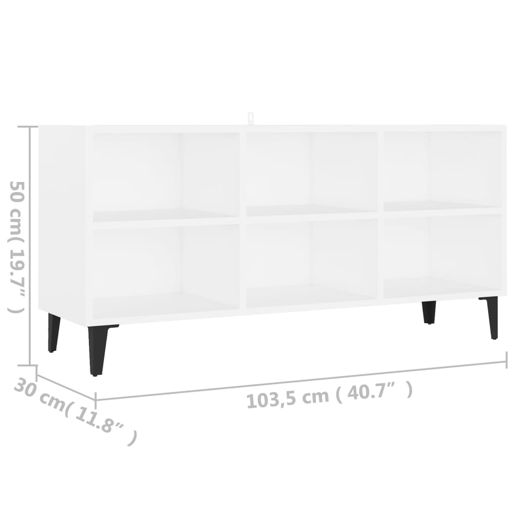 TV-Schrank mit Metallbeinen Weiß 103,5x30x50 cm