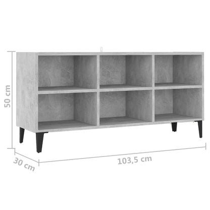 TV-Schrank mit Metallbeinen Betongrau 103,5x30x50 cm