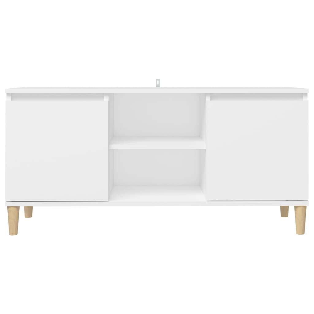 TV-Schrank mit Massivholz-Beinen Weiß 103,5x30x50 cm