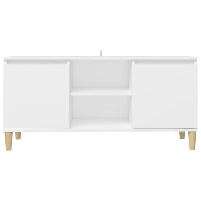 TV-Schrank mit Massivholz-Beinen Weiß 103,5x30x50 cm
