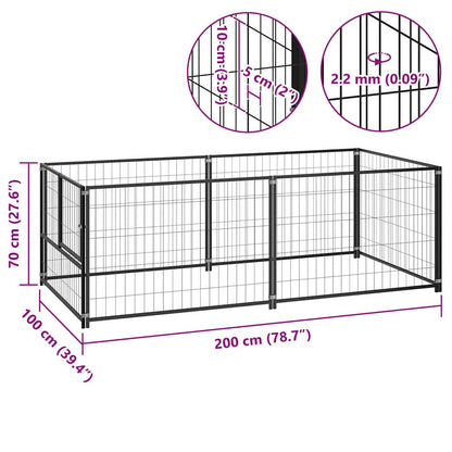 Hundezwinger Schwarz 200x100x70 cm Stahl