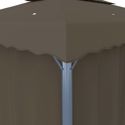 Pavillon mit Vorhängen & LED-Lichterkette 4x3 m Taupe