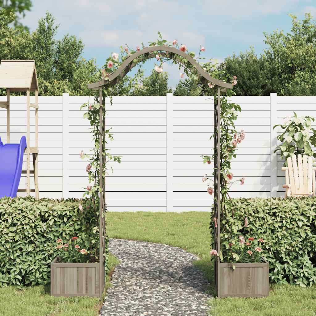 Garten-Pergola mit Blumenkasten Grau Massivholz Tanne