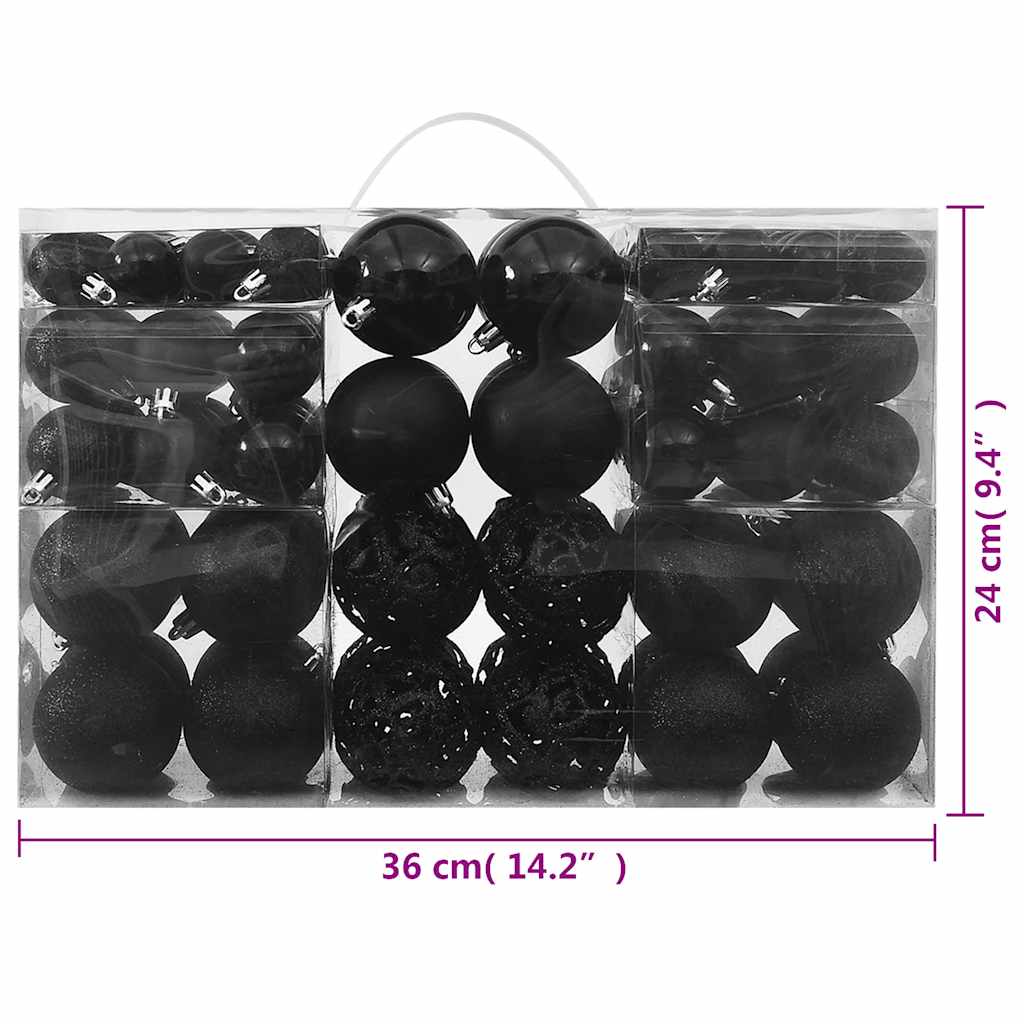 100-tlg. Weihnachtskugel-Set Schwarz