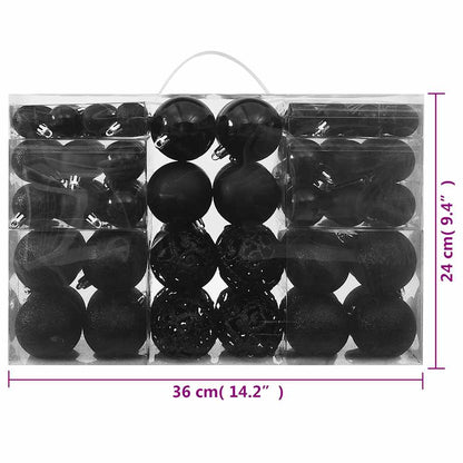 100-tlg. Weihnachtskugel-Set Schwarz
