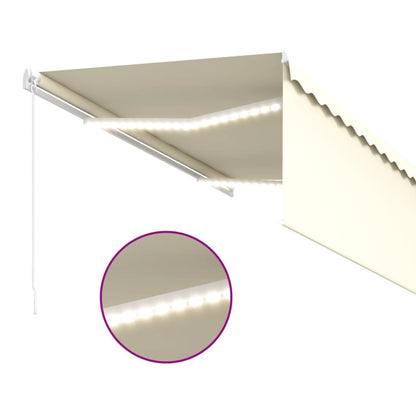 Markise Manuell Einziehbar mit Rollo & LED 3x2,5 m Creme