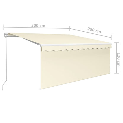 Markise Manuell Einziehbar mit Rollo & LED 3x2,5 m Creme