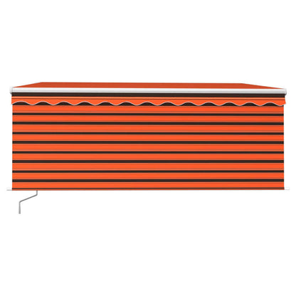 Markise Manuell Einziehbar mit Rollo & LED 3x2,5 m Orange Braun