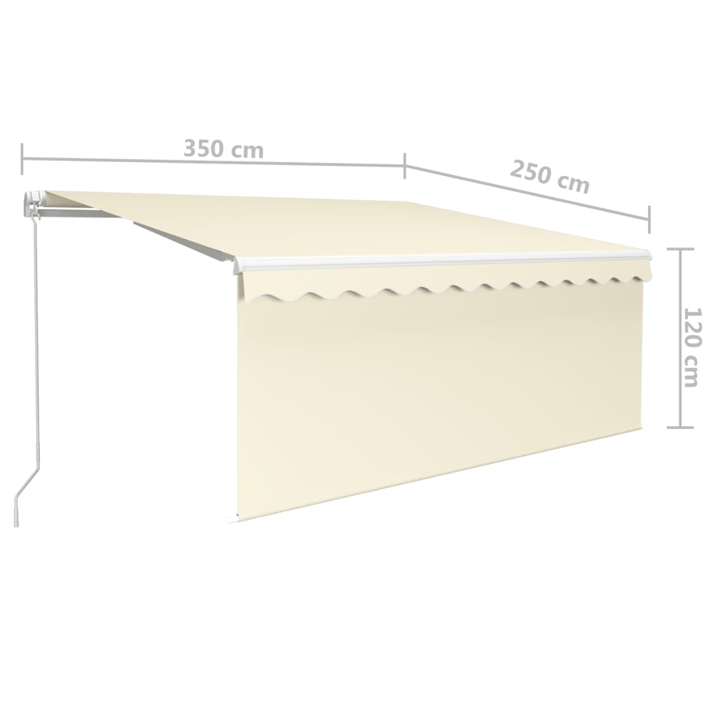 Markise Manuell Einziehbar mit Rollo 3,5x2,5 m Creme