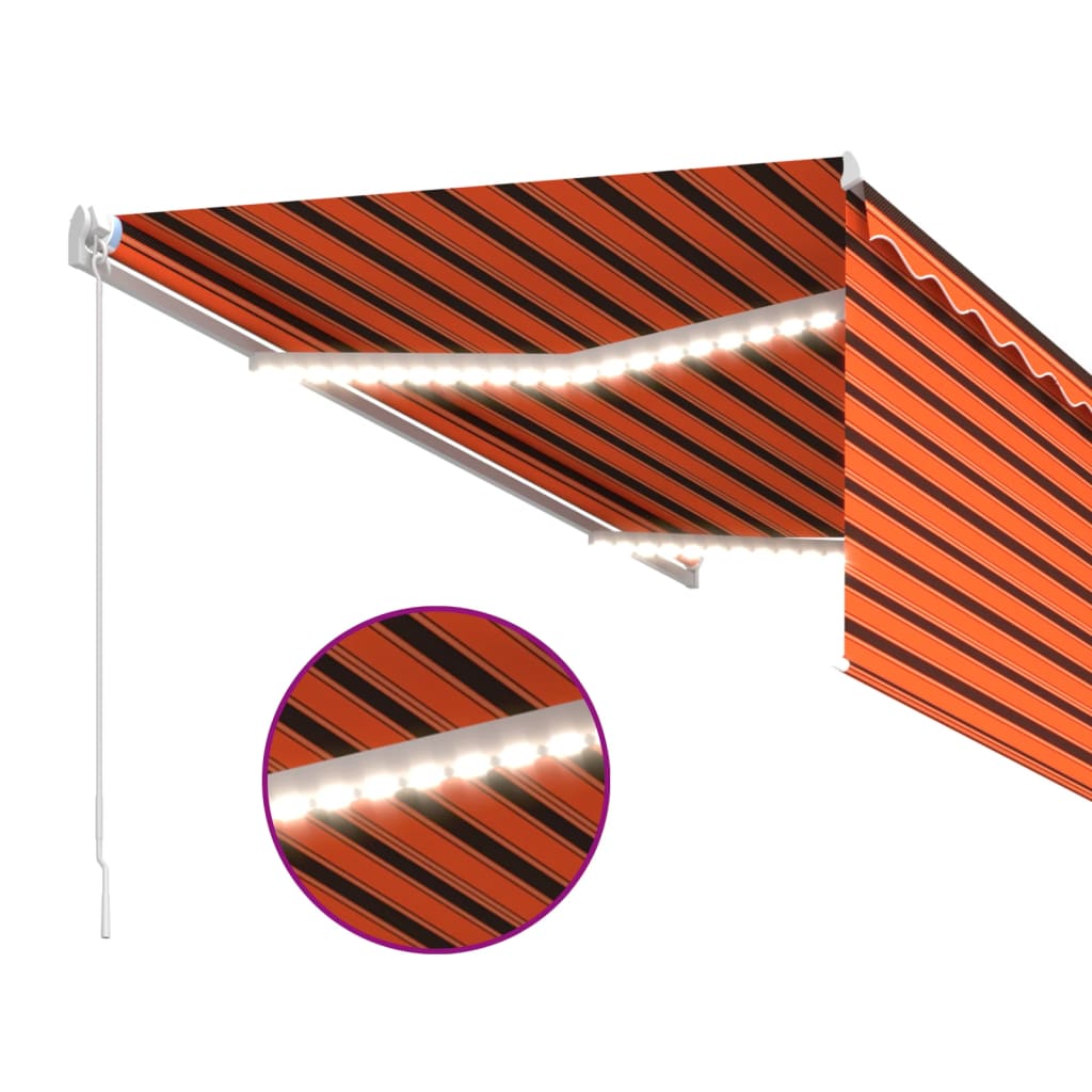Markise Manuell Einziehbar mit Rollo 3,5x2,5 m Orange Braun