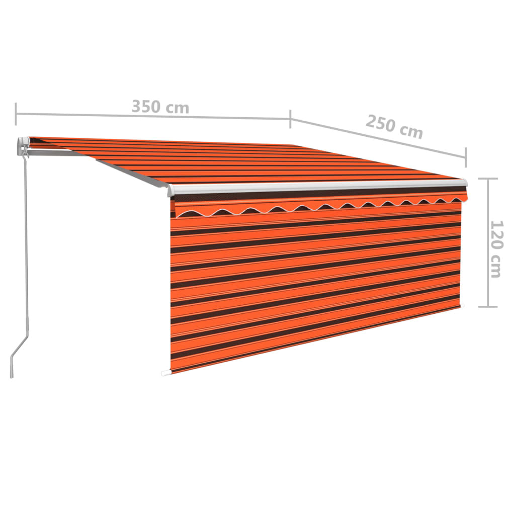 Markise Manuell Einziehbar mit Rollo 3,5x2,5 m Orange Braun