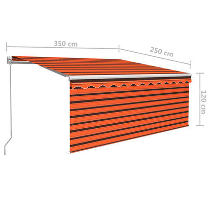 Markise Manuell Einziehbar mit Rollo 3,5x2,5 m Orange Braun