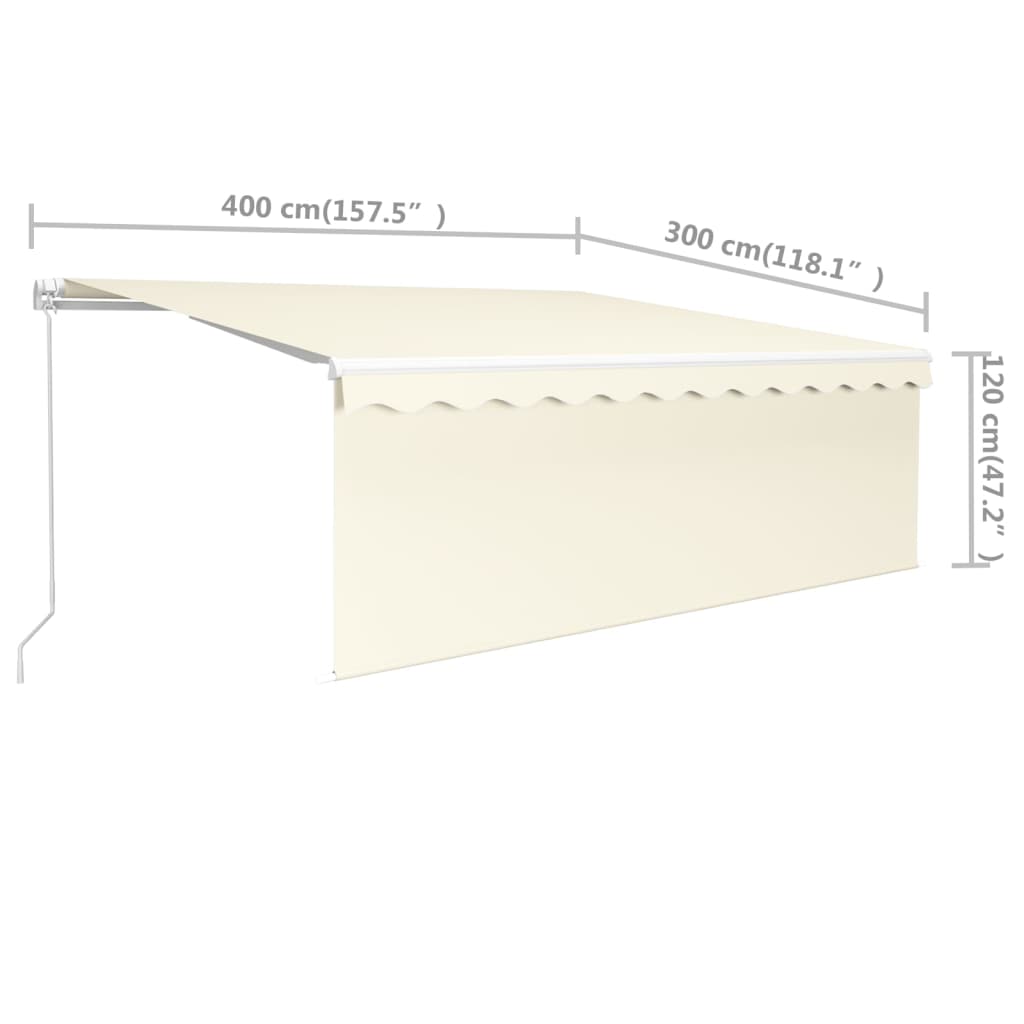Markise Manuell Einziehbar mit Rollo 4x3 m Creme