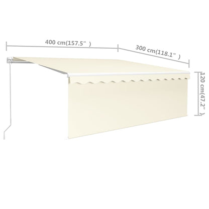 Markise Manuell Einziehbar mit Rollo 4x3 m Creme
