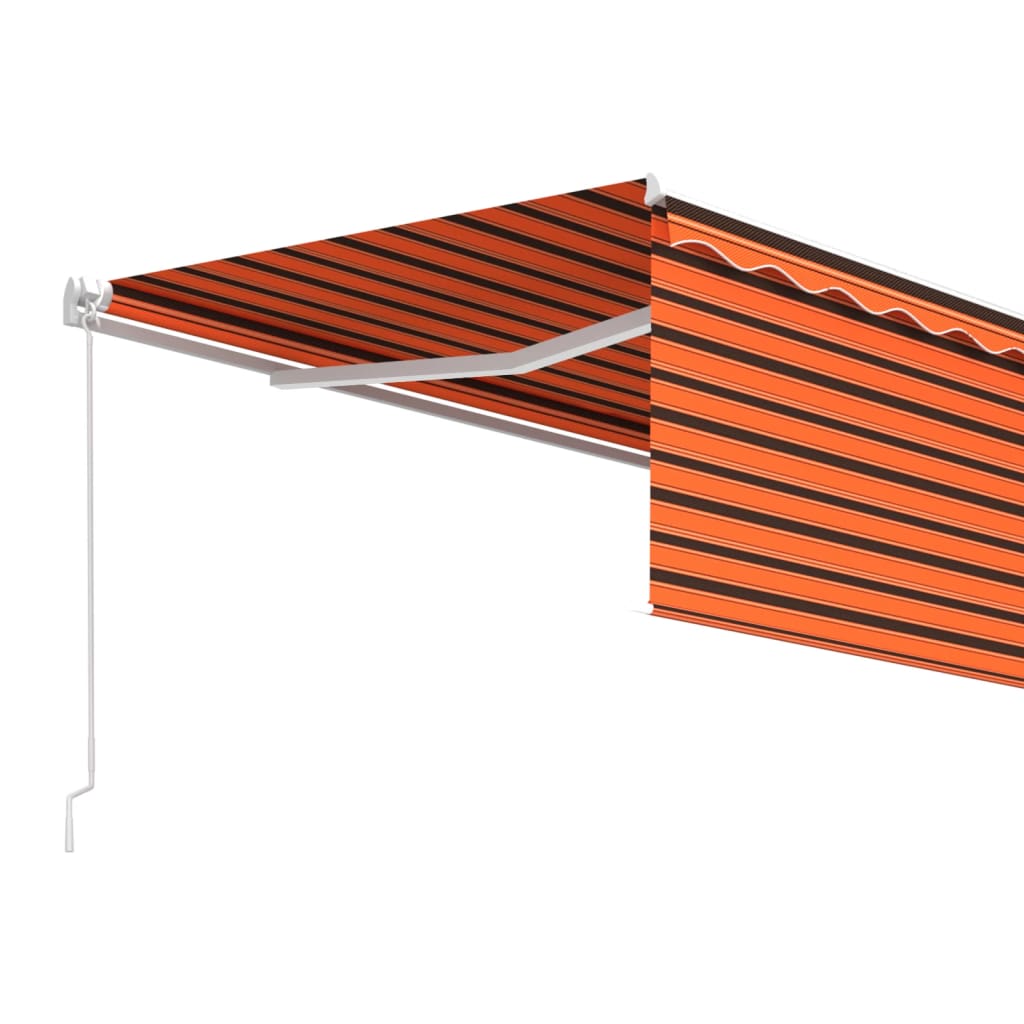 Markise Manuell Einziehbar mit Rollo 4x3 m Orange & Braun