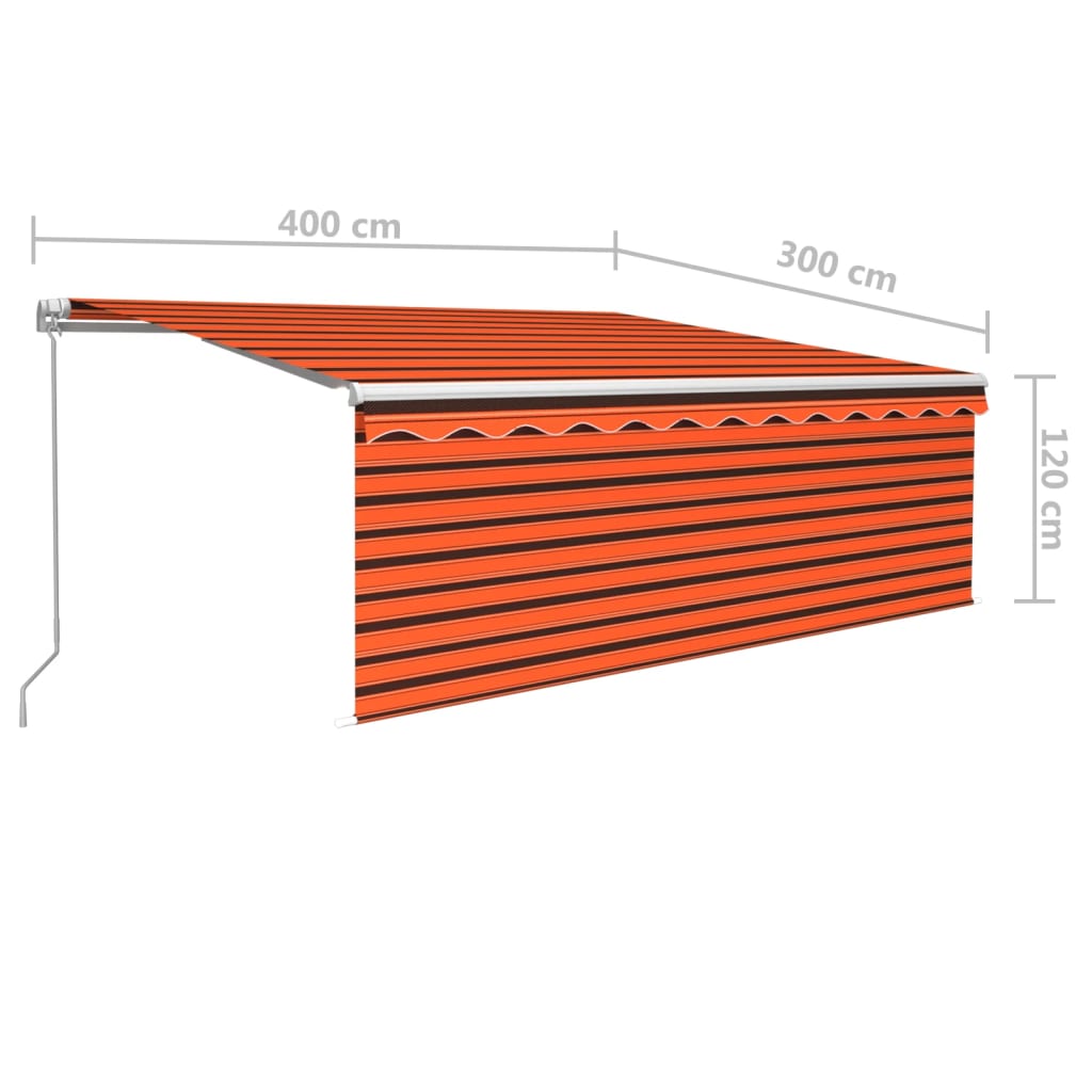 Markise Manuell Einziehbar mit Rollo 4x3 m Orange & Braun