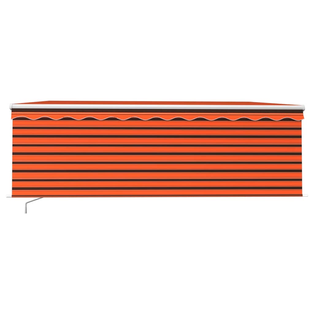 Markise Manuell Einziehbar mit Rollo & LED 4x3 m Orange & Braun