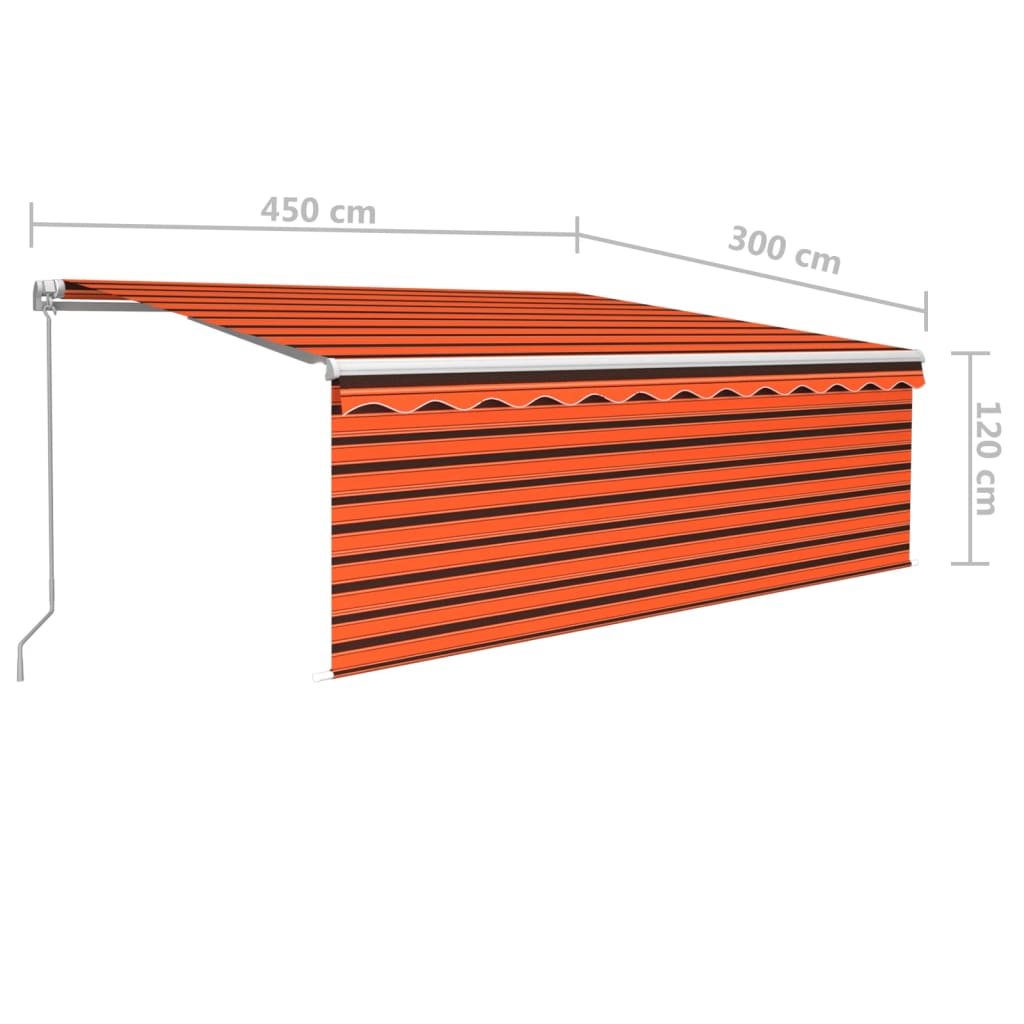 Markise Manuell Einziehbar mit Rollo 4,5x3 m Orange & Braun