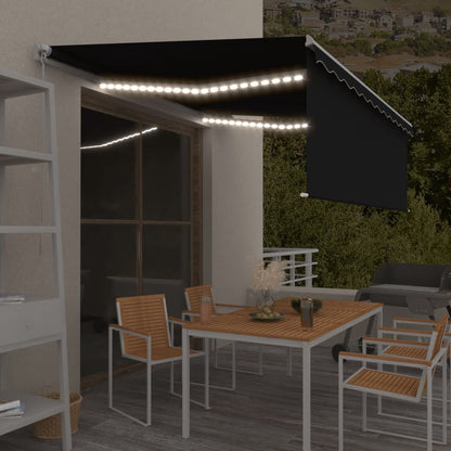 Markise Manuell Einziehbar mit Rollo & LED 4,5x3 m Anthrazit