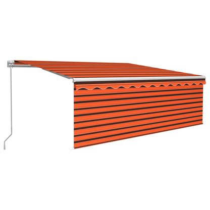 Markise Manuell Einziehbar mit Rollo & LED 4,5x3 m Orange Braun