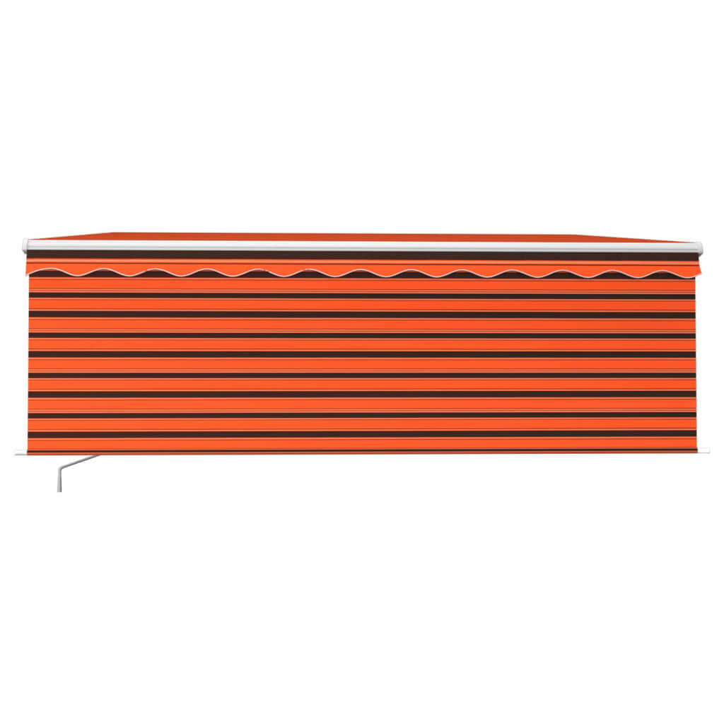 Markise Manuell Einziehbar mit Rollo & LED 4,5x3 m Orange Braun